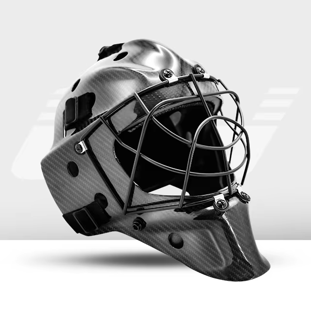 Carbon fiber floorball hockey helmet with comfort padding CG-FM8000