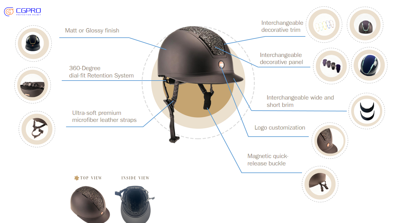 Modular Equestrian Helmet Interchangeable Style Lightweight Riding Helmet